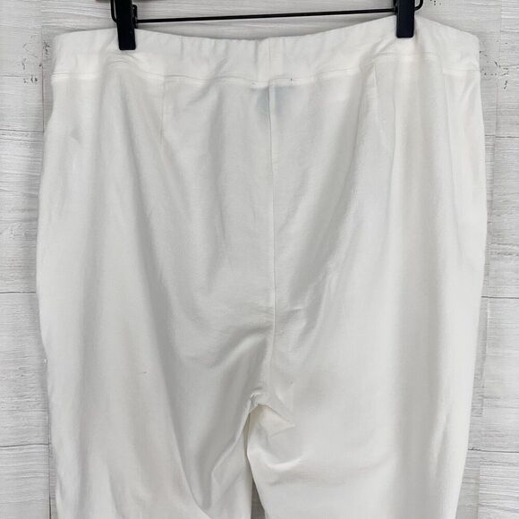 Eileen Fisher Pull On Pants Women L Washable Stretch Crepe Slim Ankle White - Picture 7 of 14